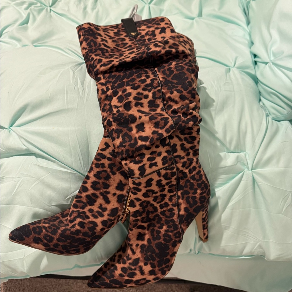 Leopard Print High Heel Boots